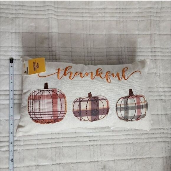 New Thanksgiving Fall Halloween "Thankful" Pumpkins Throw Pillow 9"×16" - Picture 3 of 4